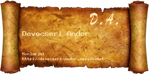 Devecseri Andor névjegykártya